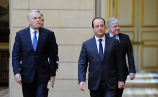 Jean-Marc Ayrault et François Hollande à l'Elysée, le 7 janvier 2014