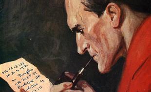 Détail d'une représentation artistique de Sherlock Holmes