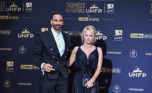 Adil Rami et Pamela Anderson à l'UNFP Trophy 2019