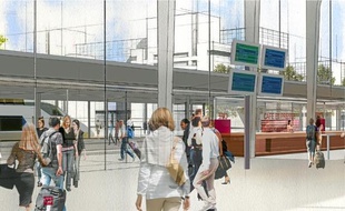 Le coût total des travaux du pôle est estimé à 36 millions d'euros (ici le parvis de la future gare)