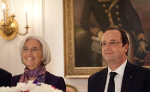 Christine Lagarde, directrice générale du Fonds monétaire international, et le président français François Hollande le 10 février 2014 à Washington