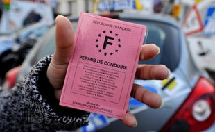 Photo prise le 13 janvier 2009 à Caen, d'une personne présentant son permis de conduire