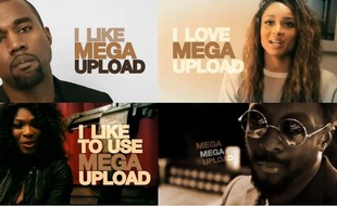 Une campagne marketing du site MegaUpload, dans laquelle on trouve notamment Kanye West, Ciara, Sera Williams et Will.i.am.