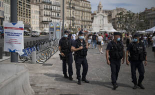 Des policiers à Marseille, le 18 août 2020.