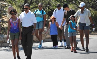 Michelle Obama en visite en famille dans le Grand Canyon, le 16 août 2009