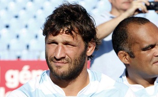 Le deuxième ligne et capitaine du Racing-Métro Lionel Nallet, lors d'un entraînement au stade Yves-du-Manoir à Colombes en août 2009.