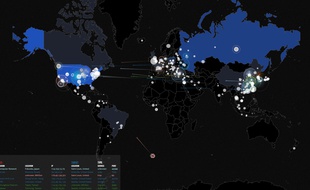 Une carte mondiale des attaques informatiques dressée par Norse Corp.