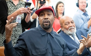Le chanteur Kanye West lors de sa visite à la Maison Blanche
