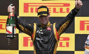 Le pilote français Romain Grosjean a terminé avec sa Lotus deuxième du Grand Prix du Canada le 11 juin 2012.