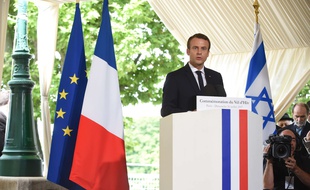 Emmanuel Macron, lors de la cérémonie de commémoration de la rafle du Vel d'Hiv, le 16 juillet 2017 à Paris.