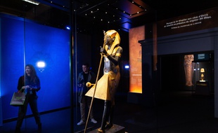Cette statue du gardien présente à l'exposition Toutankhamon à La Villette à PAris, n'avait jamais quitté l'Egypte.