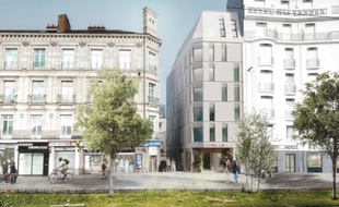 Image de synthèse du futur hôtel, allée du commandant Charcot à Nantes