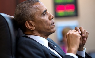 Barack Obama dans la Situation Room de la Maison Blanche, le 28 juillet 2014