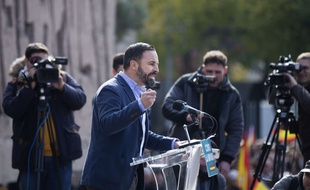 Santiago Abascal, le chef du parti d'extrême droite Vox, à Madrid le 1er décembre 2018.