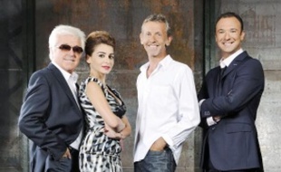 Le jury : Marc Cerrone, Julie Zenatti, Alain Lanty, et Alexandre Devoise en animateur.