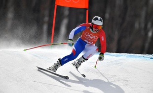 Anne-Sophie Barthet à l'entraînement du combiné alpin à Pyeongchang.