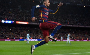 le Brésilien du FC Barcelone Neymar, le 14 février 2016, au Camp Nou, contre le Celta Vigo.