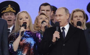 Vladimir Poutine fête l'annexion de la Crimée, le 18 mars 2015 à Moscou