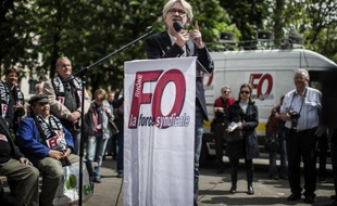 Jean-Claude Mailly, secrétaire général de Force ouvrière (FO), le 1er mai 2014, à Lyon