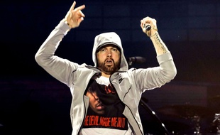 Eminem lors d'un concert à Manchester en juin 2018.