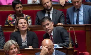 Valerie Rabault président du groupe socialiste à l'Assemblée nationale aux côtés d'Olivier Faure, Premier secrétaire du Parti socialiste