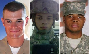 Trois anciens militaires américains auteurs-présumés de fusillades de masse: Ian David Long (2018), Esteban Santiago (2017) et Micah Johnson (2016).