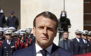Le président de la République Emmanuel Macron lors de l'hommage aux soldats tués au Burkina Faso, le 14 mai 2019 aux Invalides à Paris