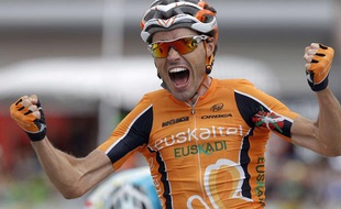 Le coureur d'Euskaltel Samuel Sanchez, lors de sa victoire sur la 7e étape du Dauphiné le 8 juin 2013.