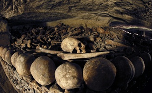 Des ossements dans les catacombes de Paris