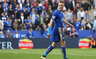 Jamie Vardy lors de Leicester-West Ham le 17 avril 2016.