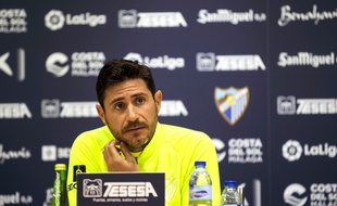 L'entraîneur de Malaga Victor Sanchez del Amo en conférence de presse, le 16 décembre 2019.