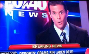 Capture d'écran de la chaîne américaine Fox News, présentant un bandeau «Obama ben Laden est mort», en mai 2011.