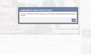 Impossible de publier un statut sur Facebook le lundi 21 octobre 2013 dans l'après-midi.