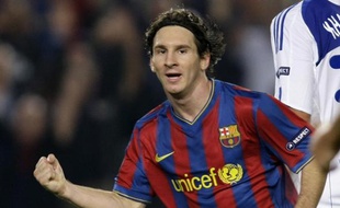 L'attaquant argentin du FC Barcelone, Lionel Messi, le 29 septembre 2009 en Ligue des champions, face au Dynamo Kiev.
