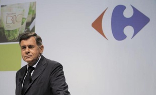 Le PDG de Carrefour, Georges Plassat, lors de la présentation des résultats du groupe le 31 juillet 2014 à Paris