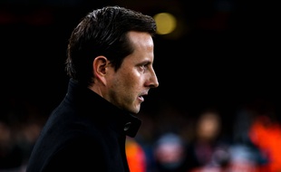 Julien Stéphan, lors de la défaite rennaise à Arsenal, le 14 mars.