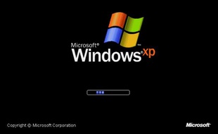 L'écran de démarrage de Windows XP.