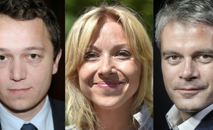 Les candidats officiels à la présidence des Républicains. De gauche à droite, Maël de Calan, Florence Portelli et Laurent Wauquiez