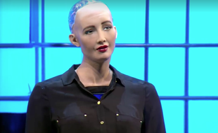 Sophia, dernière-née des robots d'Hanson Robotics, a fait sensation au Web Summit à Lisbonne.