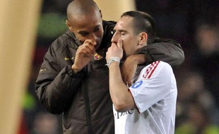 Franck Ribéry et Thierry Henry le 8 avril 2009 à Barcelone.