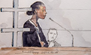 Dessin de Fabienne Kabou durant son procès.