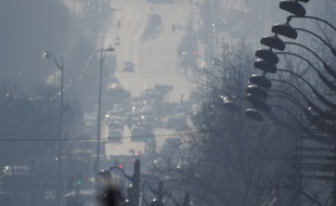 L'avenue d'Italie à Paris plongée dans la pollution, le 27 février 2019.