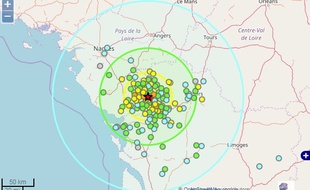 Carte d'intensité du séisme du 12 février 2018.