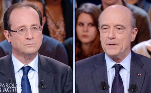 Le candidat socialiste à la présidentielle François Hollande et le ministre des Affaires étrangères Alain Juppé se sont vivement opposés jeudi soir sur le contenu du nouveau traité de la zone euro, mais tous deux en ont donné une définition tronquée, voire fausse.