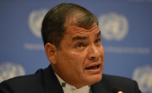 Le président équatorien Rafael Correa, le 12 avril 2016 à New York