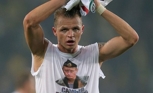 Dmitry Tarasov avec son t-shirt de Poutine à Istanbul le 16 février 2016.