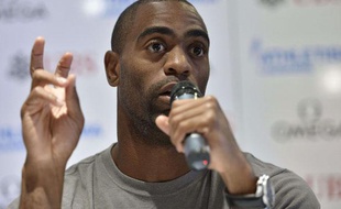 Tyson Gay lors d'une conférence de presse, le 3 juillet 2013