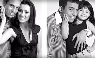 Rafael Del Col a voulu rendre hommage à son épouse décédée en recréant les photos de sa femme et lui, en posant cette fois-ci avec leur petite fille de trois ans.