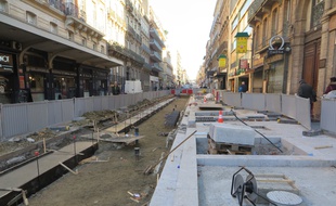 Les travaux de la rue Bayard, à Toulouse, le 1er décembre 2016.