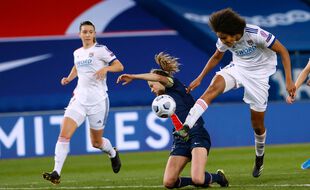 Unique buteuse lors du match aller, Wendie Renard fait partie des joueuses lyonnaises ayant ensuite été touchées par le Covid-19. Thomas SAMSON